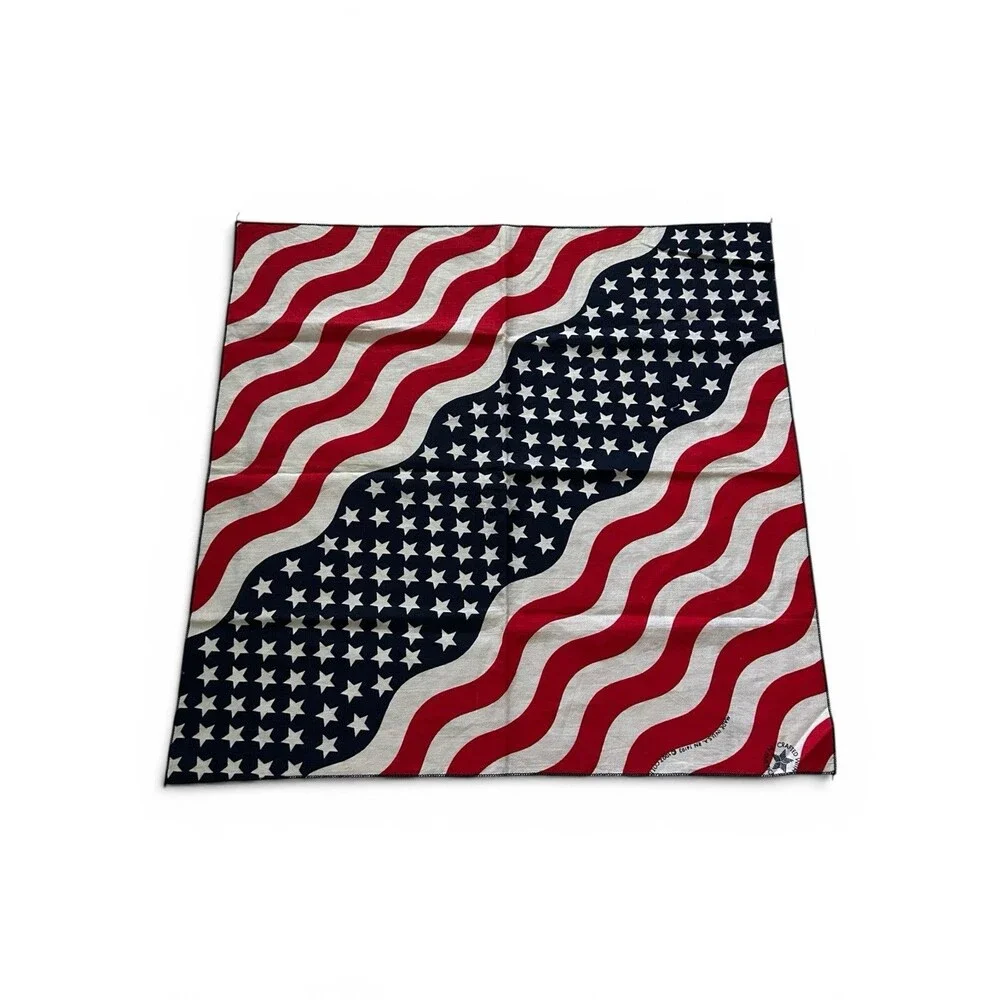 Vtg Made In USA American Flag Bandana 21x21 USA Flag